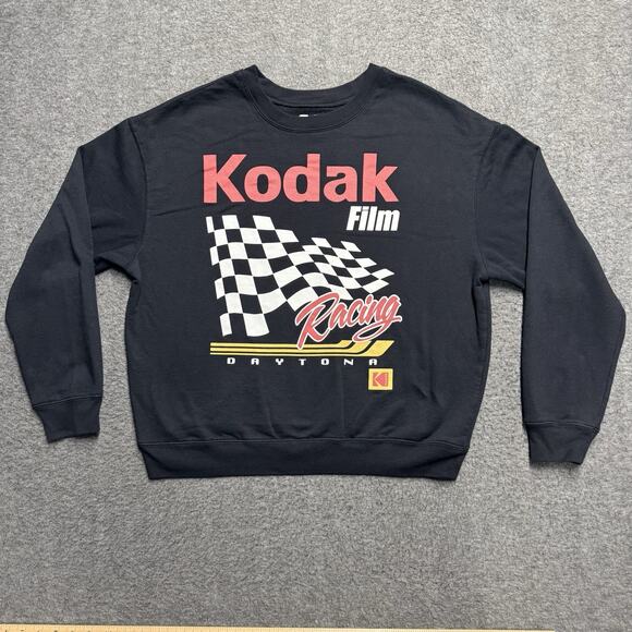 Kodak Other - Kodak Film Racing Logo Sweatshirt Juniors Youth XL Black Daytona Fleece